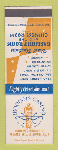 Matchbook Cover - Iroquois Casino London ON