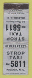 Matchbook Cover - Strop Taxi Raleigh NC Cab WORN
