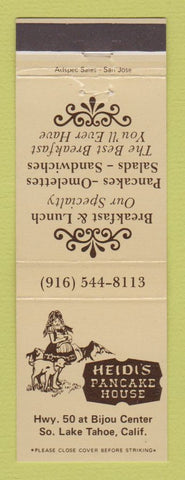 Matchbook Cover - Heidi's Pancake House South Lake Tahoe CA
