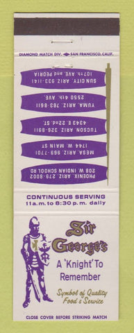 Matchbook Cover - Sir George's Phoenix Mesa Tucson Yuma Sun City AZ