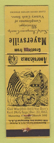 Matchbook Cover - Perkins Americana Civil War Mayersville MS Victory Store WEAR