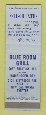 Matchbook Cover - Blue Room Grill Hamburger Den Oakland? Berkeley? CA