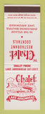 Matchbook Cover - Chalet Restaurant Lake Arrowhead CA