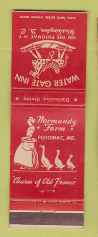 Matchbook Cover - Water Gate Inn Washington DC Normandy Farm Potomac MD