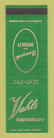 Matchbook Cover - Vahl's Restaurant Alviso CA
