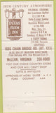 Matchbook Cover - Evans Farm Inn McLean VA 30 Strike