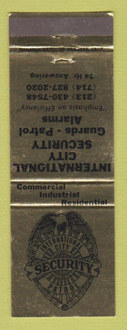Matchbook Cover - International City Security Guards Northern CA WEAR