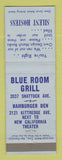 Matchbook Cover - Blue Room Grill Hamburger Den Oakland? Berkeley? CA