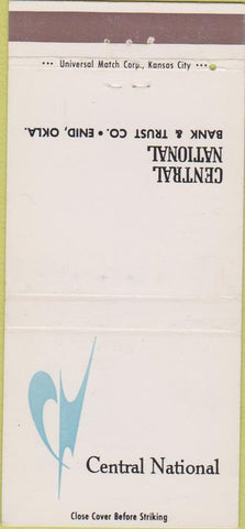 Matchbook Cover - Central National Bank Trust Enid OK 30 Strike