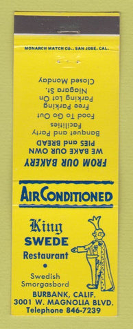 Matchbook Cover - King Swede Restaurant Burbank CA