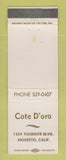 Matchbook Cover - Cote D'oro Modesto CA WEAR