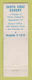 Matchbook Cover - Santa Cruz Cement