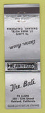 Matchbook Cover - The Bali Acorn Room Oakland CA WEAR