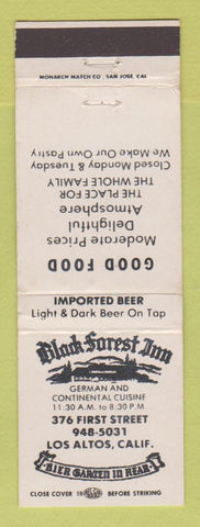 Matchbook Cover - Black Forest Inn Los Altos CA