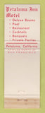 Matchbook Cover - Petaluma Inn Motel CA Old Adobe Room