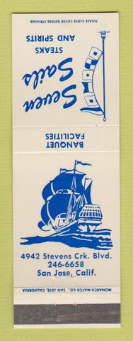 Matchbook Cover - Seven Sails Teak Restaurant San Jose CA
