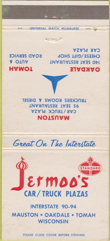 Matchbook Cover - Jermoo's Truck Stop Mauston Tomah Oakdale WI 30 Strike