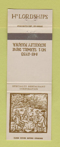 Matchbook Cover - Hs Lordships Berkeley CA