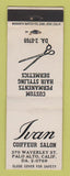 Matchbook Cover - Ivan Coiffeur Salon Hair Palo Alto CA