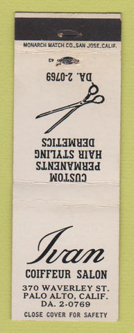Matchbook Cover - Ivan Coiffeur Salon Hair Palo Alto CA
