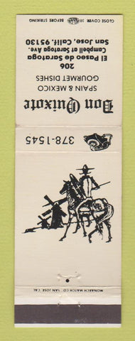Matchbook Cover - Don Quixote Mexican Restaurant San Jose CA