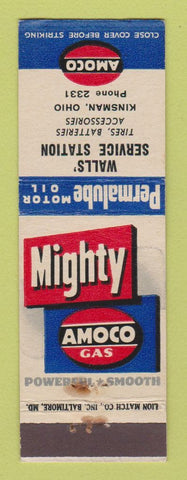 Matchbook Cover - Amoco oil gas Walls' Kinsman OH WEAR