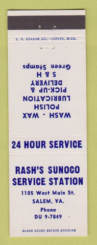 Matchbook Cover - Rash's Sunoco oil gas Salem VA