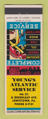 Matchbook Cover - Young's Atlantic oil gas Lewistown PA