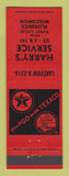 Matchbook Cover - Harry's Service Texaco oil gas Florence WI