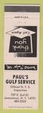 Matchbook Cover - Paul's Gulf oil gas Jamestown NY
