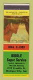 Matchbook Cover - Biddle Super Service Shell oil gas Michigan City IN