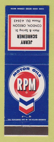 Matchbook Cover - PRM oil gas Jerry Schreiner Condon OR