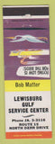 Matchbook Cover - Lewisburg Gulf oil gas PA