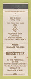 Matchbook Cover - Rossetti's Wallace CA Italian WEAR