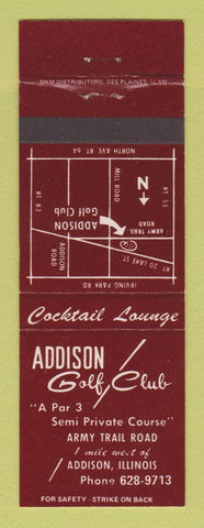 Matchbook Cover - Addison Golf Club Addison IL