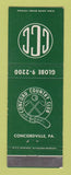 Matchbook Cover - Concord Country Club Concordville PA