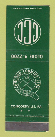 Matchbook Cover - Concord Country Club Concordville PA