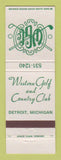 Matchbook Cover - Western Golf and Country Club Detroit MI