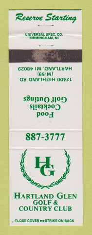 Matchbook Cover - Hartland Glen Golf Country Club Hartland MI WEAR