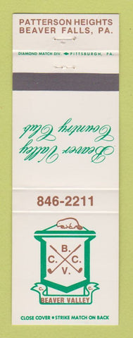 Matchbook Cover - Beaver Valley Country Club Beaver Falls PA