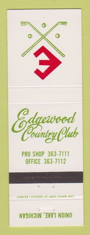 Matchbook Cover - Edgewood Country Club Union Lake MI