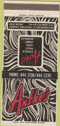 Matchbook Cover - Anthe's Restaurant Akron OH 30 Strike