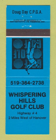 Matchbook Cover - Whispering Hills Golf Club Hanover ON