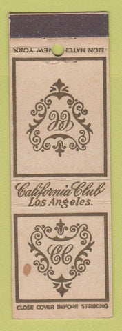 Matchbook Cover - California Club Los Angeles CA WEAR
