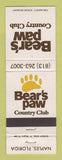 Matchbook Cover - Bear's Paw Country Club Naples FL