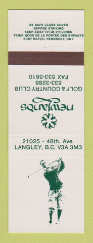 Matchbook Cover - Newlands Golf Country Club Langley BC
