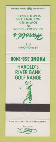 Matchbook Cover - Harold's River Bank Golf Range Restaurant Southfield MI