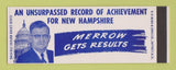 Matchbook Cover - Chester Merrow For Congress New Hampshire NH SAMPLE
