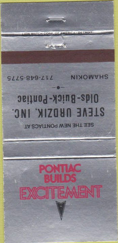 Matchbook Cover - Urdzik Oldsmobile Buick Pontiac Shamokin PA 30 Strike