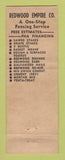 Matchbook Cover - Redwood Empire San Carlos CA Fencing